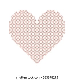 Geometric pattern heart design isolated on white background.