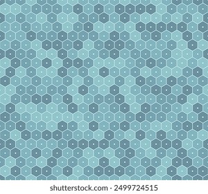 Patrón geométrico. Fondo de mosaico apilado hexágono. Tonos de color azul. Formas geométricas hexagonales. Patrón sin fisuras. Ilustración vectorial basculante.