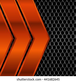 Geometric pattern of hexagons with orange metal plates. Vector Illustration EPS10