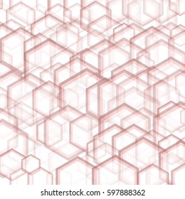 Geometric pattern with hexagons is pictured with pink tones in the honeycomb.