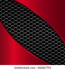 Geometric pattern of hexagons with red metal plates. Vector Illustration EPS10