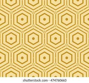 geometric pattern of hexagons. Seamless vector illustration. for the design, printing, presentations, wallpapers. gold color