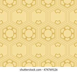 geometric pattern of hexagons. Seamless vector illustration. for the design, printing, presentations, wallpapers. gold color