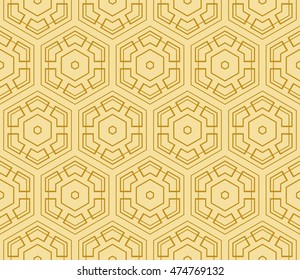 geometric pattern of hexagons. Seamless vector illustration. for the design, printing, presentations, wallpapers. gold color