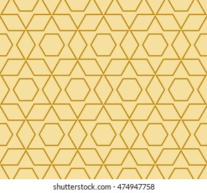geometric pattern of hexagons. Seamless vector illustration. for the design, printing, presentations, wallpapers. gold color