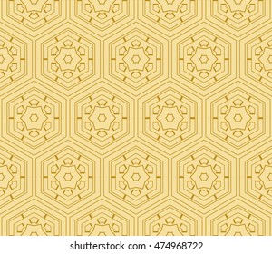 geometric pattern of hexagons. Seamless vector illustration. for the design, printing, presentations, wallpapers. gold color