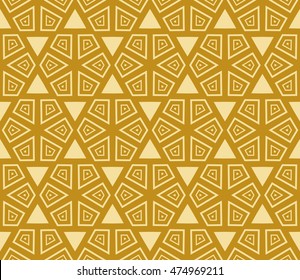geometric pattern of hexagons. Seamless vector illustration. for the design, printing, presentations, wallpapers. gold color