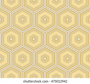 geometric pattern of hexagons. Seamless vector illustration. for the design, printing, presentations, wallpapers. gold color