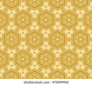 geometric pattern of hexagons. Seamless vector illustration. for the design, printing, presentations, wallpapers. gold color