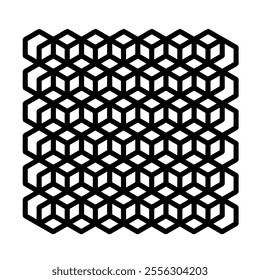 Geometric pattern of hexagons in the shape of honeycomb pattern, doodle hand-drawn. Vector illustration