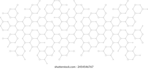 Patrón geométrico de hexágonos. Tecnología y formación científica. Estructura molecular de los Elementos químicos.