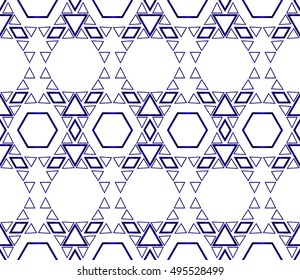 geometric pattern of hexagons. vector illustration. blue gradient.