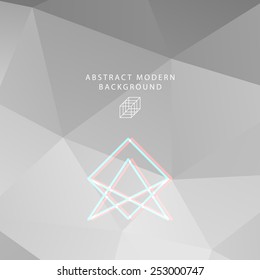 Geometric Pattern with Hipster Logo for Website, Brochure, Flyer or Poster Design. Monochrome Illustration for Business Cover Design.