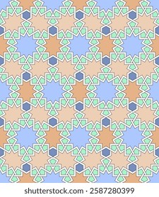 Geometric pattern from historical Monument with Cyan, Green, pink shades