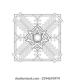 Geometric pattern icon. Abstract symmetric shape. Line art vector. Minimalist ornament design. EPS 10.