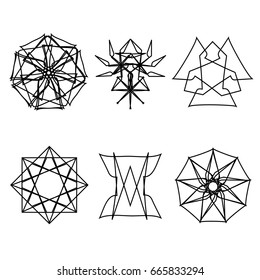 Geometric pattern icon astrology stars. Astrology geometric pattern set pentagram.
