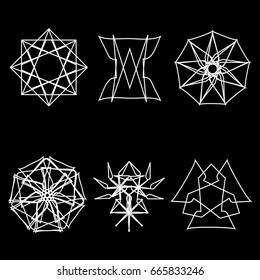 Geometric pattern icon star astrology starsAstrology geometric pattern set pentogramm