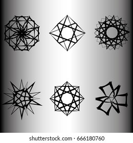 Geometric pattern icon star set pentagram
