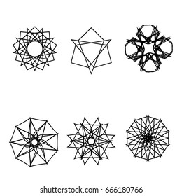 Geometric pattern icon star set pentagram