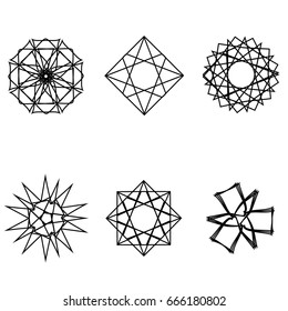 Geometric pattern icon star set pentagram