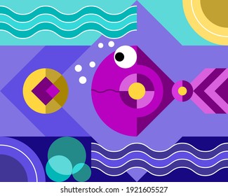 Geometric pattern. The image of a stylized fish. Useful for textiles, packaging, advertising.