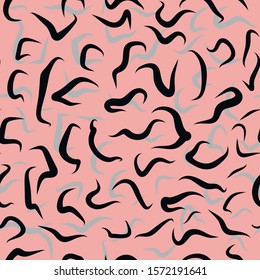 Geometric pattern imitating animal skin or camouflage. Vector illustration of a seamless illustration. Swirls and snakes on a colored pink background.