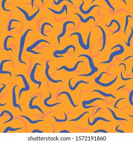 Geometric pattern imitating animal skin or camouflage. Vector illustration of a seamless illustration. Swirls and snakes on orange background.