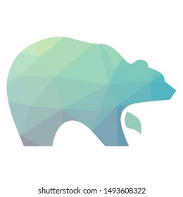 geometric pattern inside grizzly bear, vector logo icon