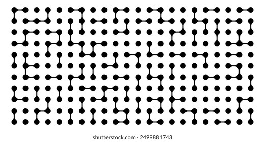 Geometric pattern of interconnected blobs and dots, resembling metaballs. The fluid shapes morph seamlessly, evoking neuron networks and a Y2K aesthetic, medical and scientific theme.