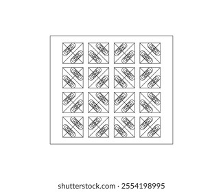 Geometric Pattern with Interlocking Circles A symmetrical repeating pattern of interlocking circles within squares