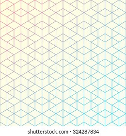 Geometric pattern of intersecting lines. Abstract background for your design. Vector illustration. Hexagons, triangles, and lines. Bright colors with gradient changing.