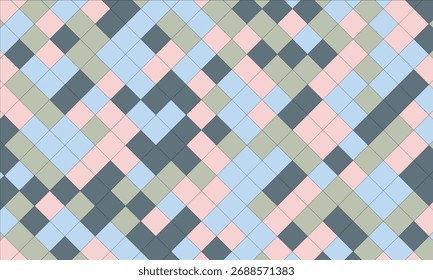 Padrão Geométrico de Quadrados e Retângulos de Interseção em Cores Pastel