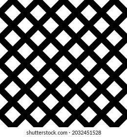 The geometric pattern with intersecting thick lines. Seamless vector background. Simple lattice graphic design. Black lines on white background