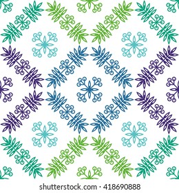 Geometric pattern with intertwining leaves and berries in a linear style