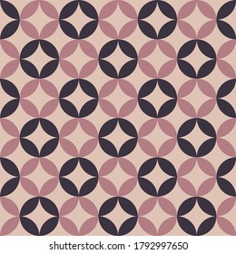 Geometric pattern. Japanese shippou seven treasures traditional background in brown and pink for wallpaper, digital paper, dress, packaging, or other prints. Seamless texture.