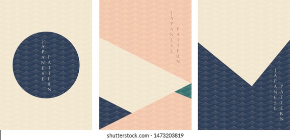 Geometric pattern with Japanese wave vector. Graphic template.