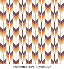 Geometric pattern. Japanese Yagasuri fletching arrows in brown, orange, and off white. Seamless background for wallpaper, digital paper, or other print. Symbol of luck. Autumn colors.