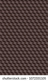 Geometric pattern with kubami.Shakhmotny poryad.Pryamye line, russechnia.Prostaya stylisation.Vector image.Design.Ottenki brown.Illusion of volume.3D effect.Minimalism.