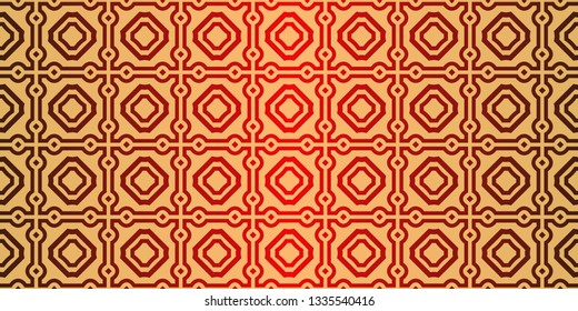 Geometric Pattern, Lace Geometric Ornament. Ethnic Ornament. Vector Illustration. For Greeting Cards, Invitations, Cover Book, Fabric, Scrapbooks. Sunrise red color.