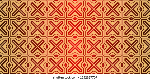 Geometric Pattern, Lace Geometric Ornament. Ethnic Ornament. Vector Illustration. For Greeting Cards, Invitations, Cover Book, Fabric, Scrapbooks. Sunrise red color.