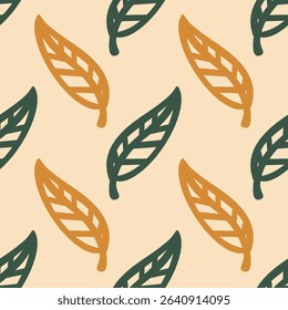 Geometric Pattern - Leaf (Cream, Green, Caramel) - Repeating Vector Image; Easily Editable; Endless Design; Colorful lIlustration. Print for Gift Paper, Packaging, etc.