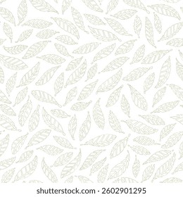 Geometric Pattern - Leaves - Outline (White, Green) - Repeating Vector Image; Easily Editable; Endless Design; Colorful lIlustration. Print for Gift Paper, Packaging, etc.