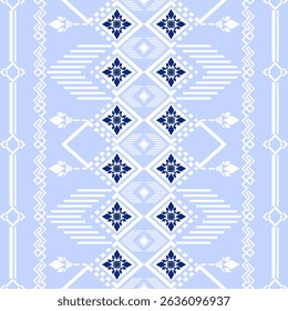 padrão geométrico Azul claro. Tecido tribal ameríndio, vetor de design para impressão têxtil tecida, azulejo, motivos, tapete, cartões, livros ilustrados, étnica boho indiana textura ornamento padrão sem costura