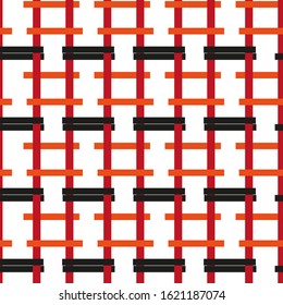 Geometric pattern in line art style on white background. Simple geometric ornament. Seamless fabric texture pattern. Colorful vector illustration. Abstract art. Textile design texture.