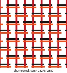 Geometric pattern in line art style on white background. Simple geometric ornament. Seamless fabric texture pattern. Colorful vector illustration. Abstract art. Textile design texture.