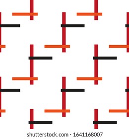 Geometric pattern in line art style on white background. Simple geometric ornament. Seamless fabric texture pattern. Colorful vector illustration. Abstract art. Textile design texture.