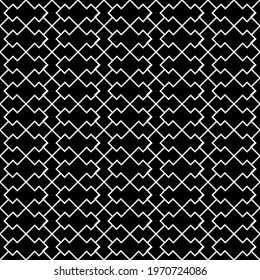 The geometric pattern with lines. ​Vector abstract seamless texture with square grid, diamond shapes, rhombuses, lines, net, lattice. Simple modern black and white background.

