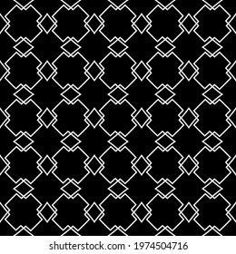 The geometric pattern with lines. ​Vector abstract seamless texture with square grid, diamond shapes, rhombuses, lines, net, lattice. Simple modern black and white background.

