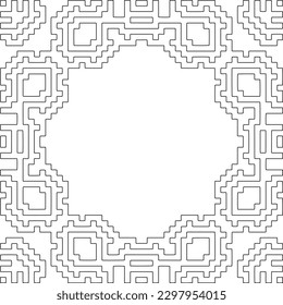 Geometric pattern of lines.  Black and white pattern for web page, textures, card, poster, fabric, textile.