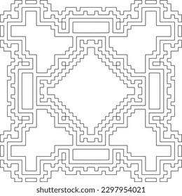 Geometric pattern of lines.  Black and white pattern for web page, textures, card, poster, fabric, textile.